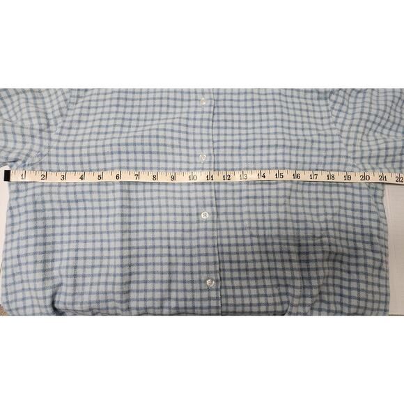 Eddie Bauer Two Tone Blue  Long Sleeve Plaid 100 % Cotton Flannel Shirt W Med - Picture 4 of 11